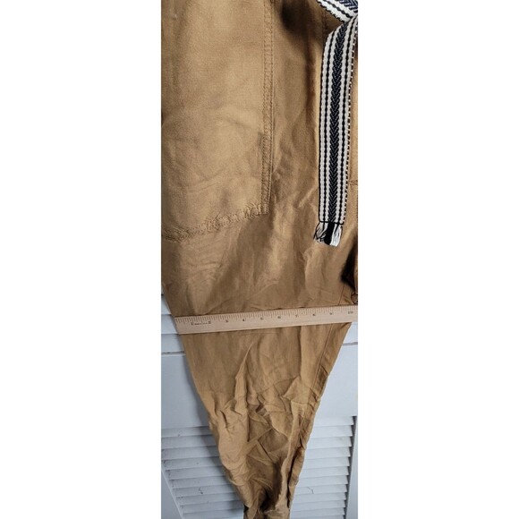 Ann Taylor Loft Womens Sz M Khaki Long Sleeve Linen Blend Utility Cargo Jumpsuit - Picture 7 of 14